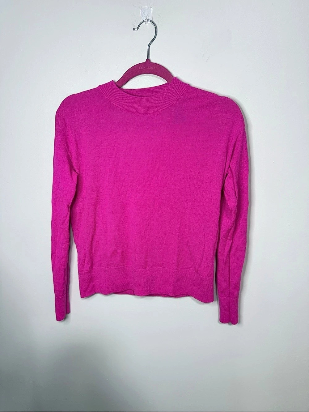 Halogen XS Barbie Pink Open Back Wrap Mock Neck Sweater Wool Blend